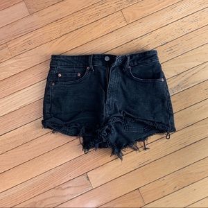 High-waisted Black Cut-Off Jean Shorts